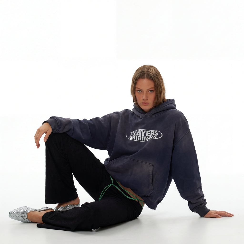 Hoodie Players Originals Ácid wash dark blue