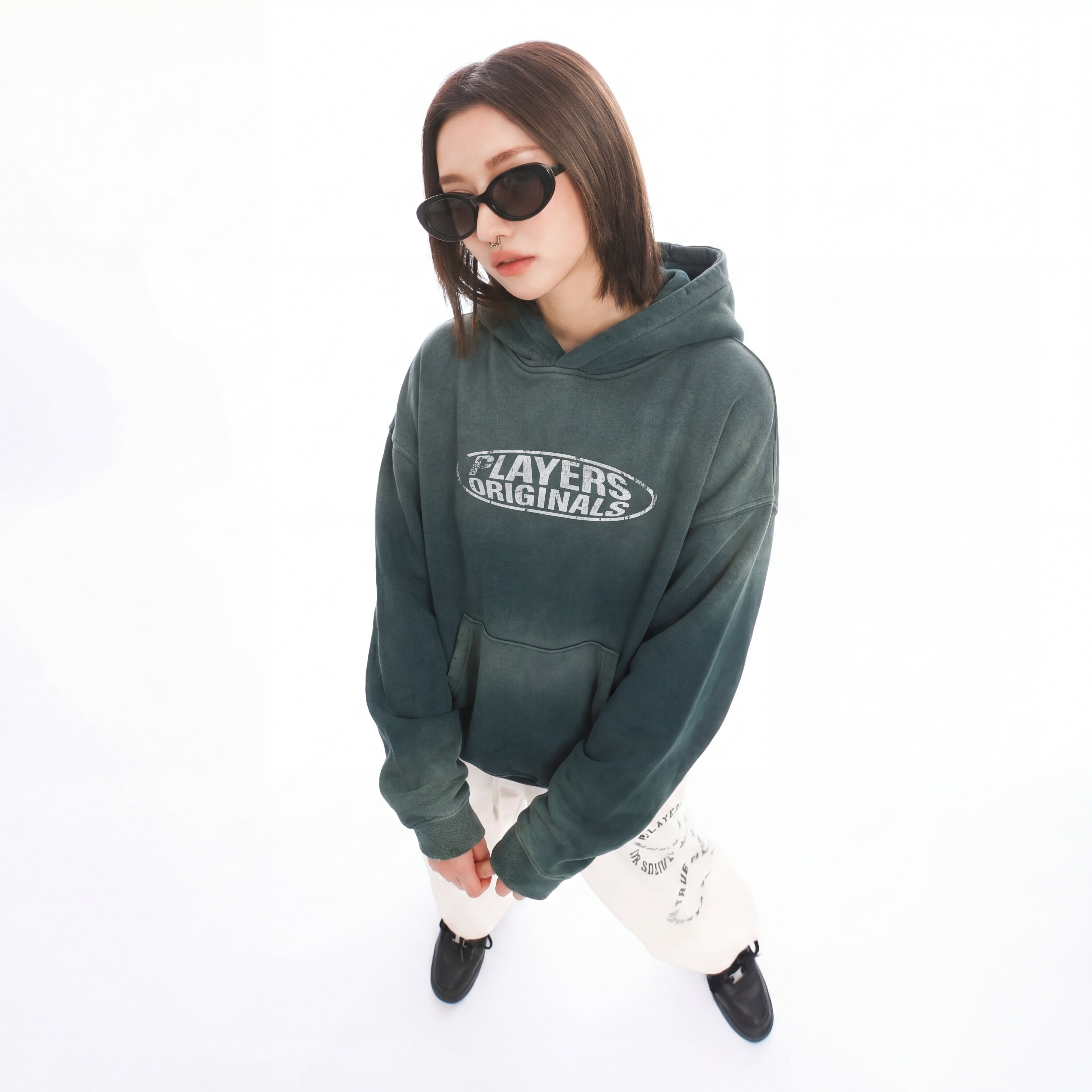 Hoodie Players Originals Ácid wash dark green