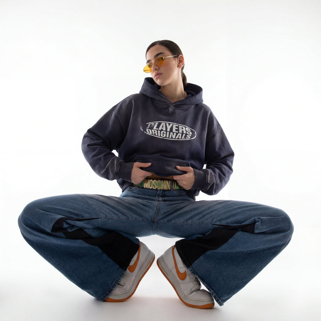 Hoodie Players Originals Ácid wash dark blue