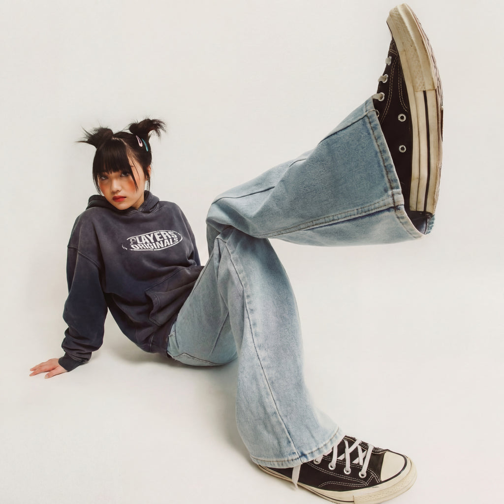 Hoodie Players Originals Ácid wash dark blue
