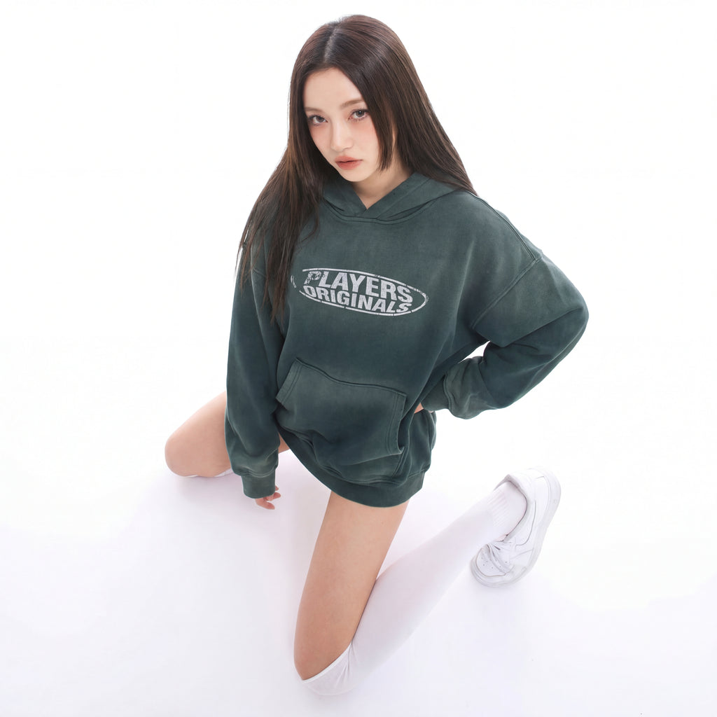 Hoodie Players Originals Ácid wash dark green