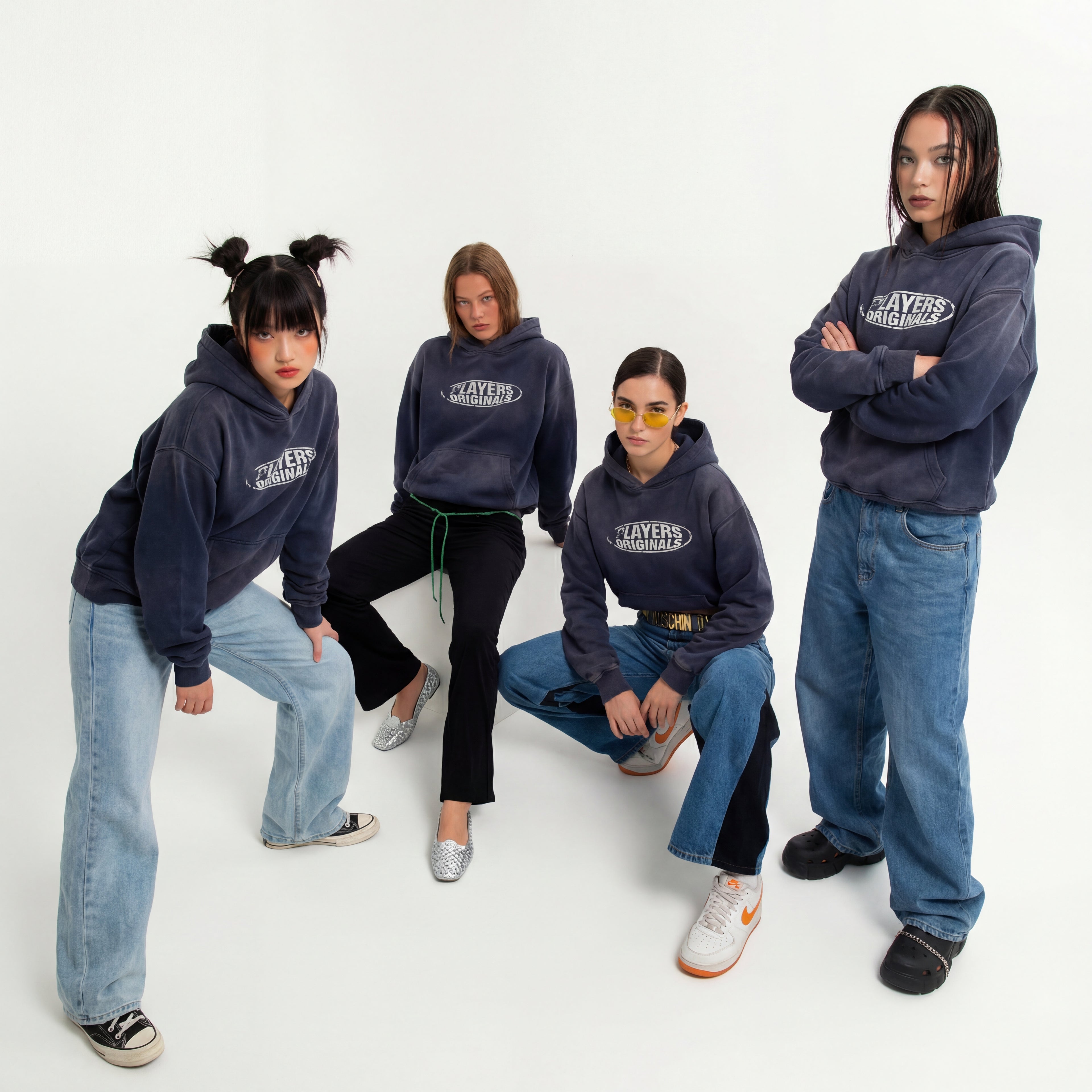 Hoodie Players Originals Ácid wash dark blue