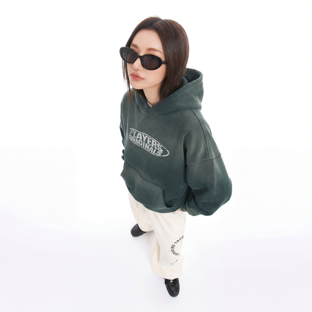 Hoodie Players Originals Ácid wash dark green