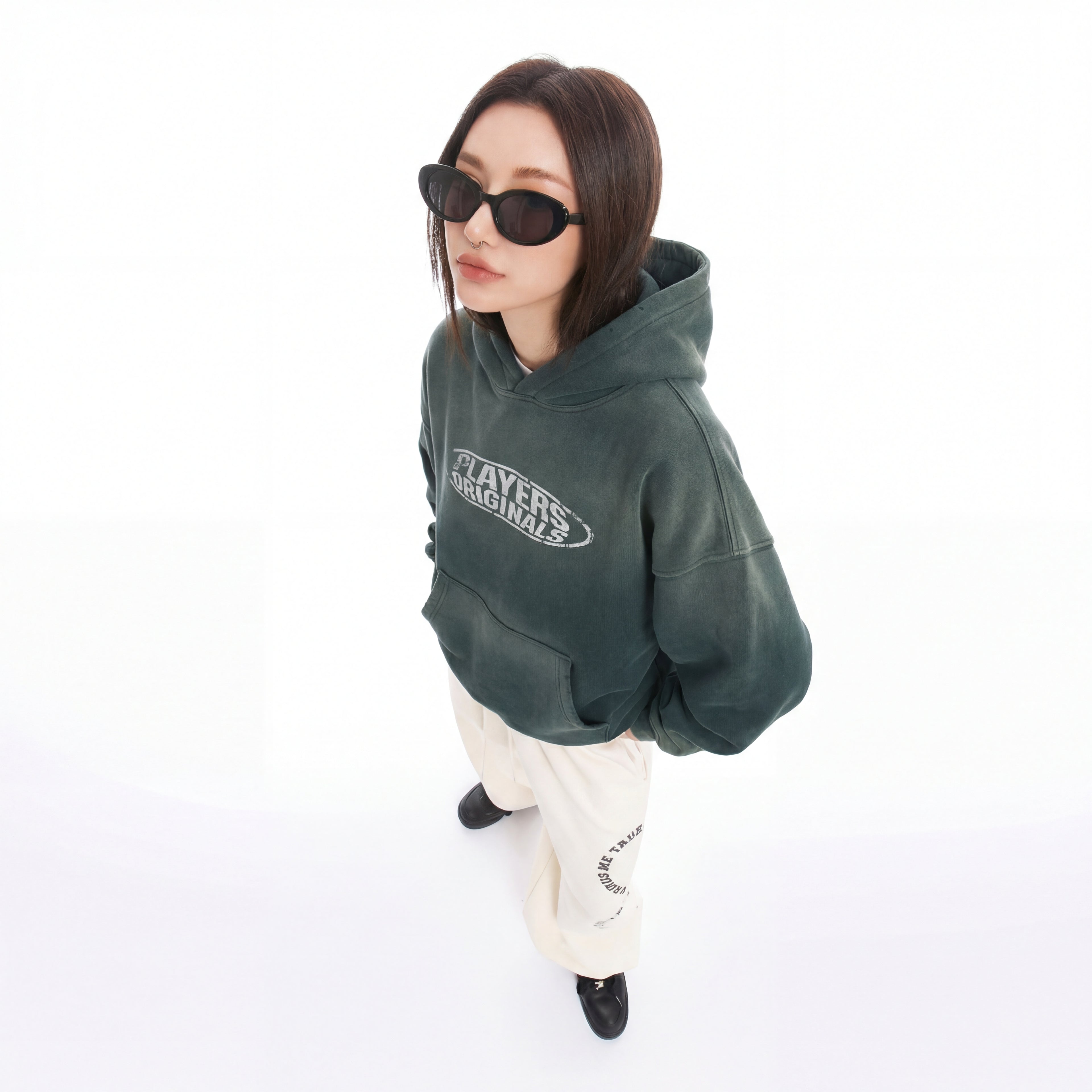 Hoodie Players Originals Ácid wash dark green